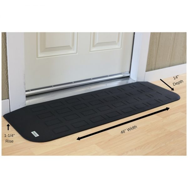 ADA Compliant Rubber Threshold Ramp: 1-1/4" Rise x 46" Wide x 14" Depth